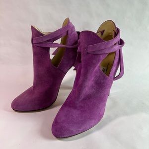 Jimmy Choo Marina Tie Strap Suede Booties 38.5